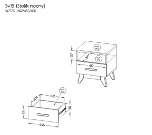 Schlafzimmer Nachttisch 45 cm Sven SV15 Nash Eiche/Andersen Kiefer