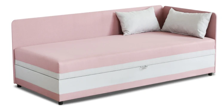 Einzelbett mit Box Hirek 80x180 Rosa/Grau