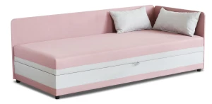 Einzelbett mit Box Hirek 80x200 Rosa/Grau