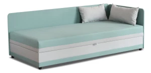 Einzelbett mit Box Hirek 90x200 Minze/Grau