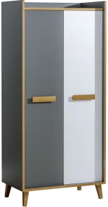 Kleiderschrank 90 cm für das Jugendzimmer Verso W1 Eiche Riveria/Weiß/Antrazit