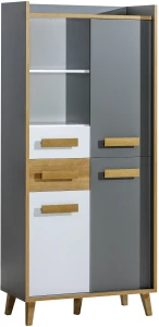 Kleiderschrank mit Bücherregal 90 cm zum Jugendzimmer Verso W3 Eiche Riveria/Weiß/Antrazit