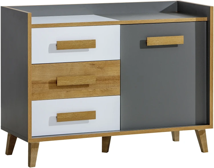 Kommode 120 cm für das Jugendzimmer Verso W6 Riveria Eiche/Weiß/Anthrazit