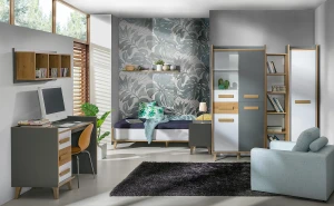 Hängeregal für Jugendzimmer Verso W9 Riveria Eiche/Weiß/Antrazit