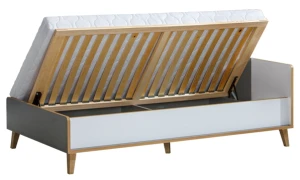 Bett mit Kasten 90x195 Verso W10 Riveria Eiche/Weiß/Antrazit