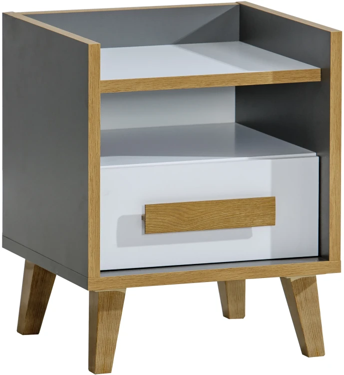 Nachttisch für junge Erwachsene 120 cm Verso W11 Riveria Eiche/Weiß/Anthrazit