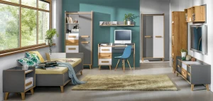 Nachttisch für junge Erwachsene 120 cm Verso W11 Riveria Eiche/Weiß/Anthrazit