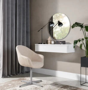 Schminktisch mit Spiegel für das Schlafzimmer Navene NV-01/NV-02 Weiß Matt/Weiß Glanz