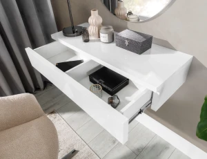 Schminktisch mit Spiegel für das Schlafzimmer Navene NV-01/NV-02 Weiß Matt/Weiß Glanz