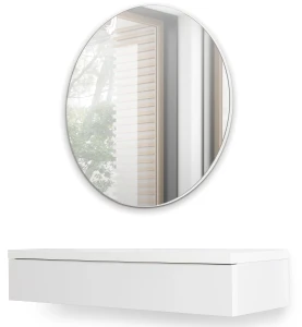 Schminktisch mit Spiegel für das Schlafzimmer Navene NV-01/NV-02 Weiß Matt/Weiß Glanz