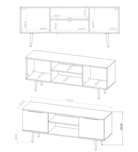 RTV Schrank für Wohnzimmer 150 cm Pinelli PN-04 Black Graphite/Captains Deck