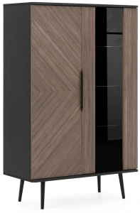 Vitrine für Wohnzimmer 90 cm Pinelli PN-05 Schwarz Graphit/Kapitänsdeck