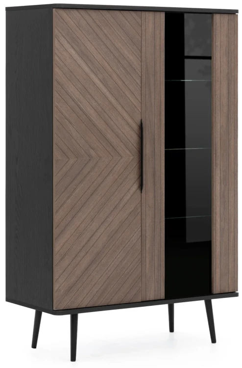 Vitrine für Wohnzimmer 90 cm Pinelli PN-05 Schwarz Graphit/Kapitänsdeck