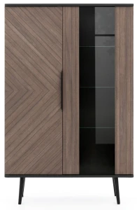 Vitrine für Wohnzimmer 90 cm Pinelli PN-05 Schwarz Graphit/Kapitänsdeck