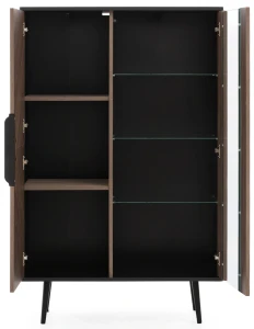 Vitrine für Wohnzimmer 90 cm Pinelli PN-05 Schwarz Graphit/Kapitänsdeck