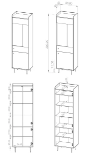 Vitrine Vasina VS09 für das Wohnzimmer mit LED Brandy Castello