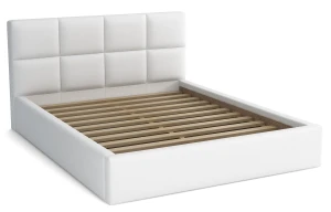 Doppelbett 180x200 mit Matratze - Alaska White Eco Leder
