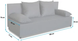 Sofa mit Schlaffunktion und Staufach TANIA 2 Grau