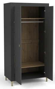 Schlafzimmerschrank Mossa MO1 Schwarz/Whiskyeiche