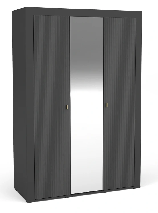 Kleiderschrank mit Spiegeln Mossa MO2 Schwarz/Whiskyeiche