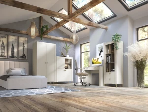 Kleiderschrank mit Spiegeln Mossa MO2 Cashmere/Whiskyeiche