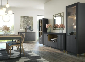 Wohnzimmerschrank Mossa MO3 Schwarz/Whiskyeiche