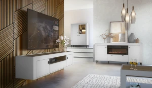Kommode für das Wohnzimmer Mossa MO5 Weiß/Whiskyeiche