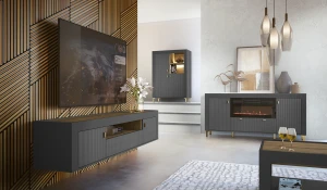 Kommode für das Wohnzimmer Mossa MO5 Schwarz/Whiskyeiche
