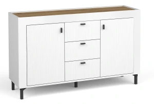 Kommode mit 3 Schubladen für das Wohnzimmer Mossa MO6 Weiß/Whiskyeiche