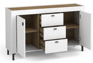 Kommode mit 3 Schubladen für das Wohnzimmer Mossa MO6 Weiß/Whiskyeiche