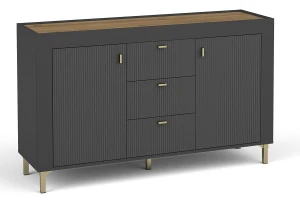 Kommode mit 3 Schubladen für das Wohnzimmer Mossa MO6 Schwarz/Whiskyeiche