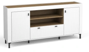 Wohnzimmerkommode Mossa MO7 Weiß/Whiskyeiche
