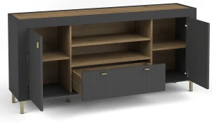 Wohnzimmerkommode Mossa MO7 Schwarz/Whiskyeiche