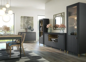 Wohnzimmerkommode Mossa MO7 Schwarz/Whiskyeiche