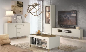 Wohnzimmer Couchtisch Mossa MO9 Cashmere/Whiskyeiche