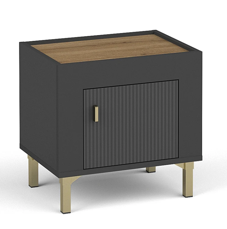 Schlafzimmer Nachttisch Mossa MO11 Schwarz/Whiskyeiche