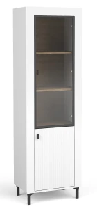 Vitrine mit LED Mossa MO3 Weiß/Whiskyeiche