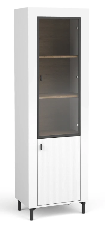 Vitrine mit LED Mossa MO3 Weiß/Whiskyeiche
