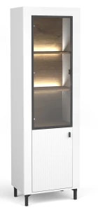 Vitrine mit LED Mossa MO3 Weiß/Whiskyeiche