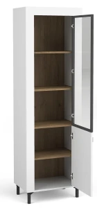 Vitrine mit LED Mossa MO3 Weiß/Whiskyeiche