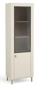 Vitrine mit LED Mossa MO3 Cashmere/Whiskyeiche