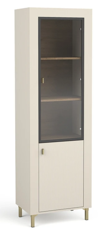Vitrine mit LED Mossa MO3 Cashmere/Whiskyeiche