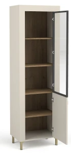 Vitrine mit LED Mossa MO3 Cashmere/Whiskyeiche