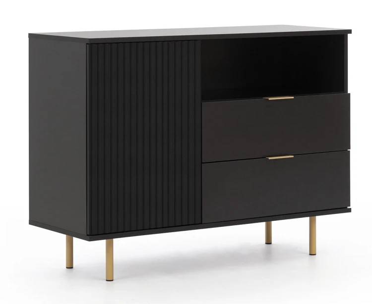 Kommode für das Wohnzimmer Nubia K1D2SZ Schwarz matt