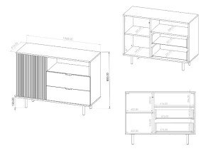 Kommode für das Wohnzimmer Nubia K1D2SZ Schwarz matt