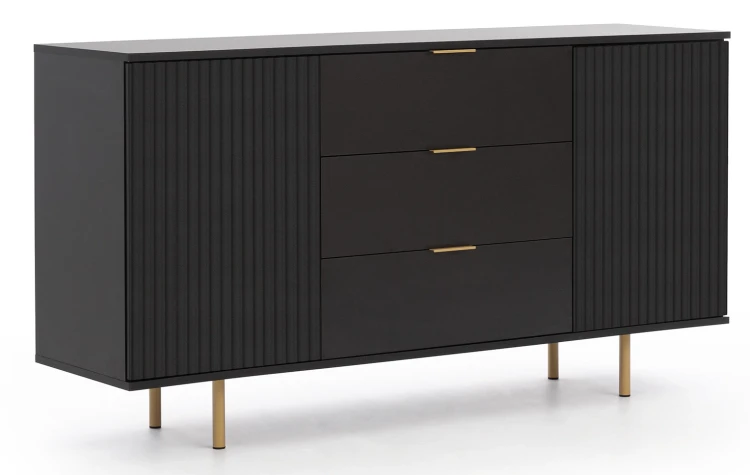 Kommode für das Wohnzimmer Nubia K2D3SZ Schwarz matt