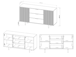 Kommode für das Wohnzimmer Nubia K2D3SZ Schwarz matt