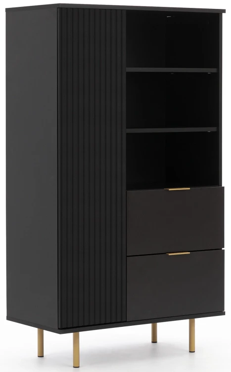 Bücherregal für das Wohnzimmer Nubia R1D2SZ Schwarz matt