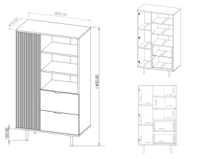 Bücherregal für das Wohnzimmer Nubia R1D2SZ Schwarz matt