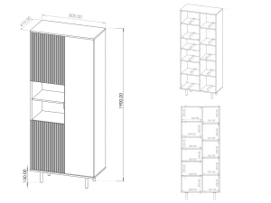 Bücherregal für das Wohnzimmer Nubia R3D Schwarz matt